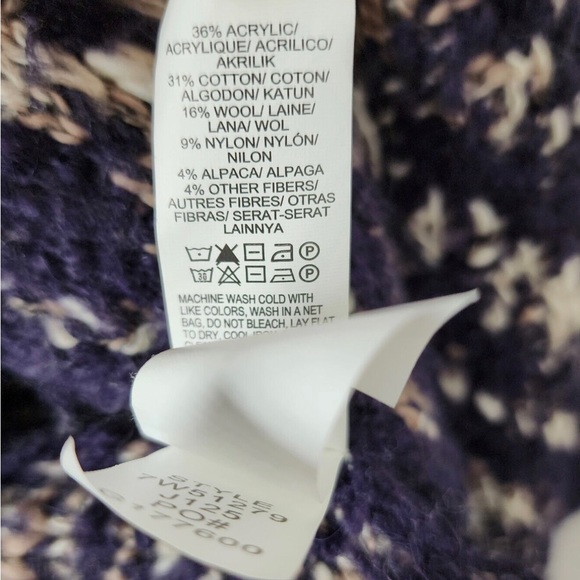 Lucky Brand Navy Geometric Intarsia Alpaca Blend Knit Sweater Cardigan Sz Large - Picture 10 of 11